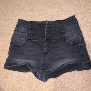 Black jean shorts